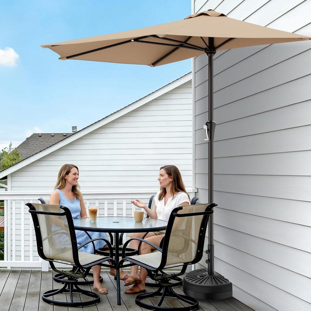 Half Umbrella Mounted on Wall on Small Deck