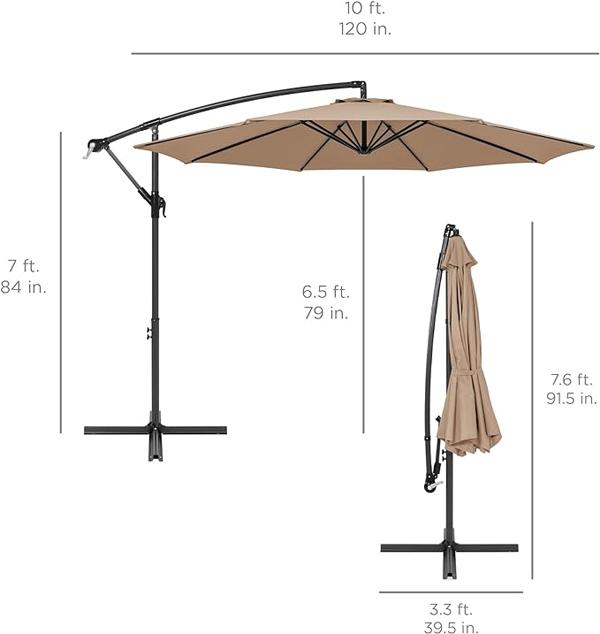 Offset Umbrella Folded and Open Dimensions