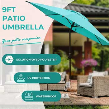9-Foot Patio Umbrella with Adjustable Tilt, UV Protection, Multiple Colors