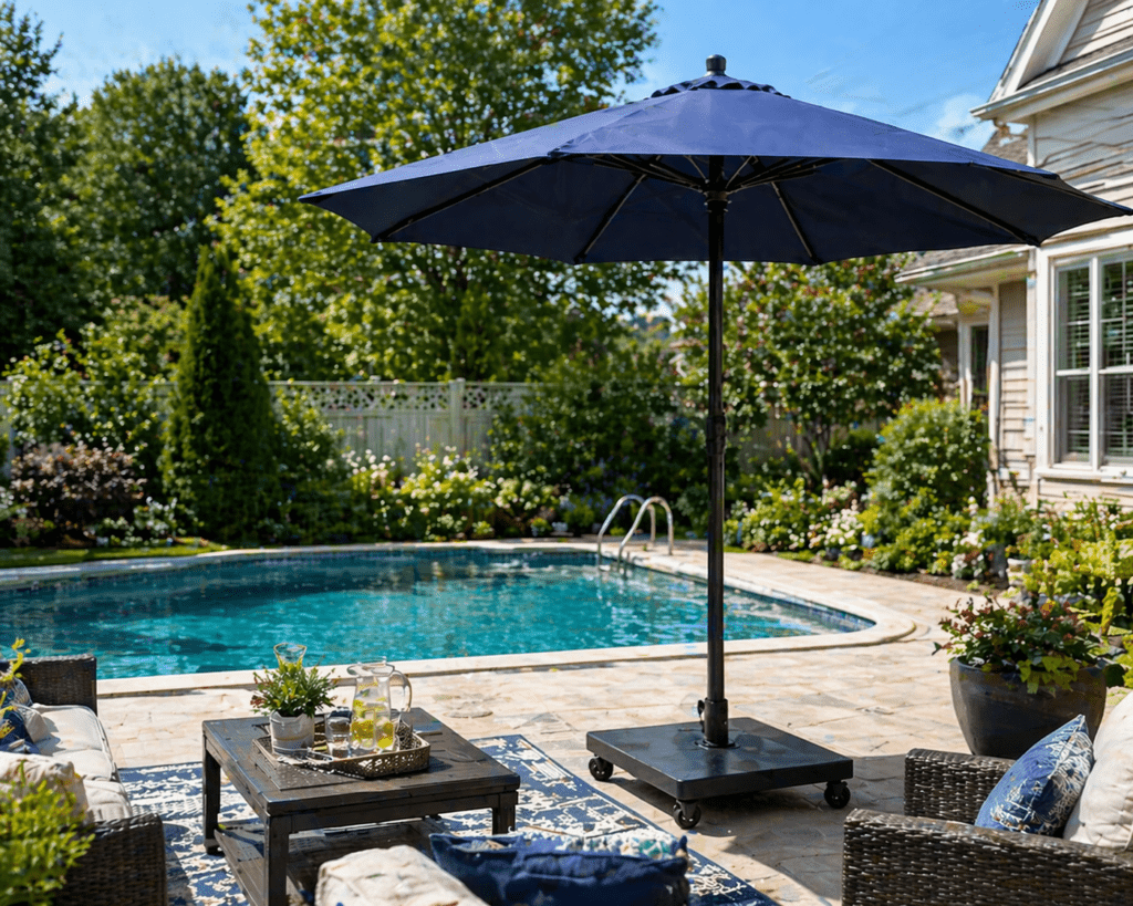 Poolside Umbrella on Wheels