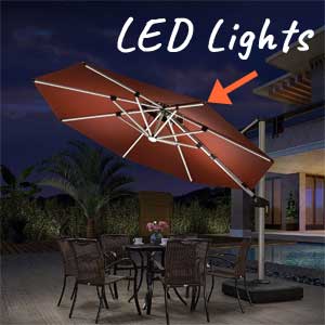 Purple Leaf Solar Light Offset Umbrella