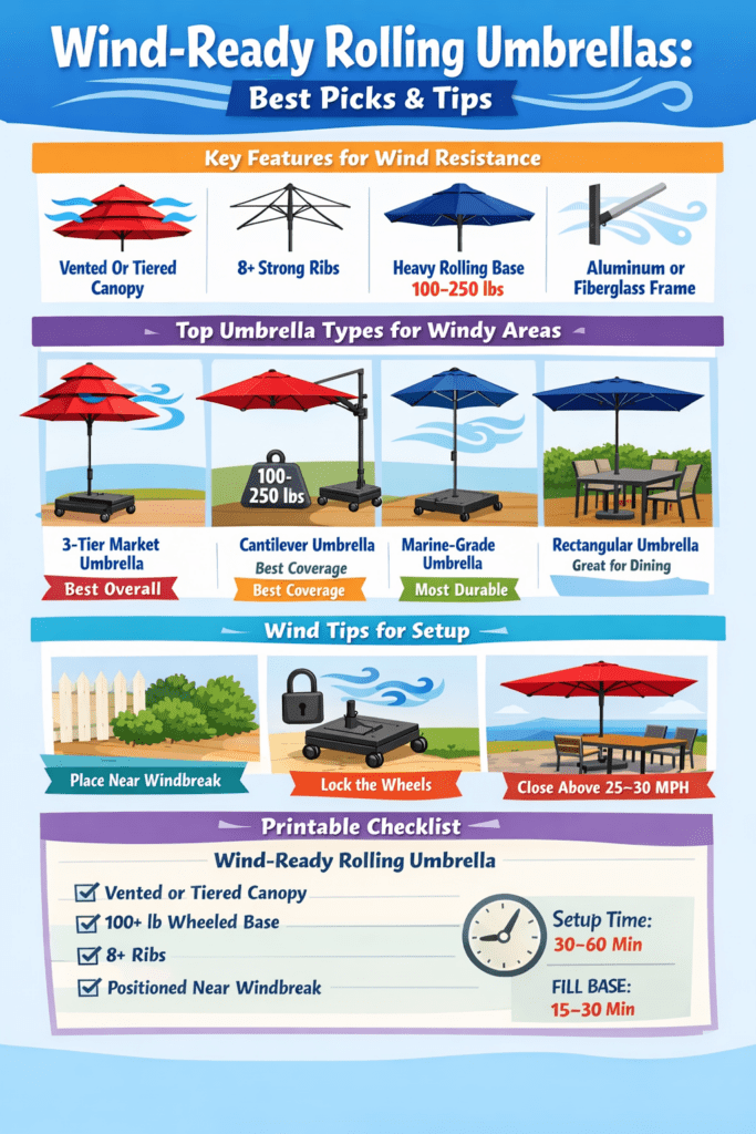 Infographic - Wind-Ready Rolling Umbrellas - Top Picks