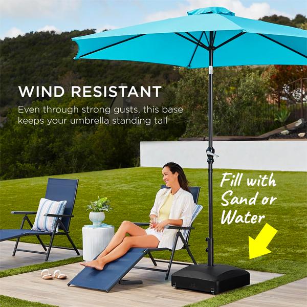 thumbnail image 2 of Shatchi 10Kg Rattan Effect Parasol Base Round Black Heavy Duty Weight Stand 2 of 9