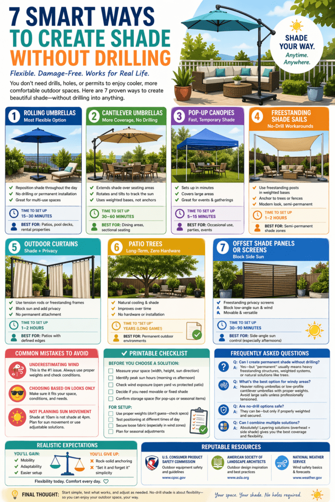 Infographic - 7 Smart Ways to Create Shade Without Drilling